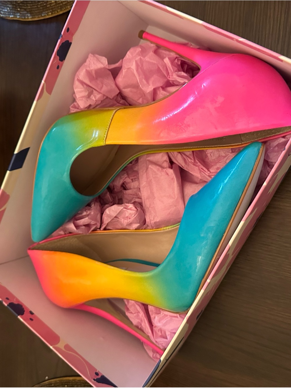 Slightly worn Size 8 Steve Madden Multicolor Pointed-Toe Stiletto - Teal Pink - Picture 8 of 9